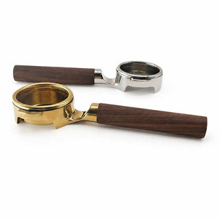 Yozcoffee E61 Inoxidable Portafilter 58mm Walnut Wood Handle Gold/Silver — imagen del producto