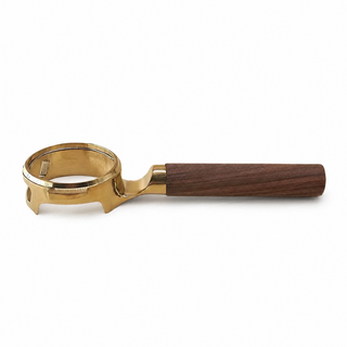 Yozcoffee E61 Inoxidable Portafilter 58mm Walnut Wood Handle Gold/Silver — vista alternativa
