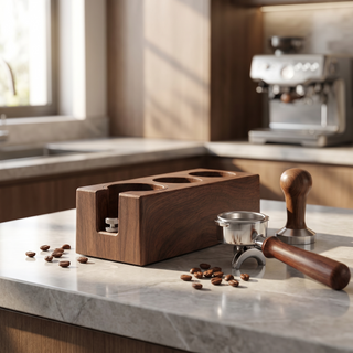 Soporte organizador Yozcoffee para prensador de espresso de 51-58 mm, ABS efecto madera — vista alternativa
