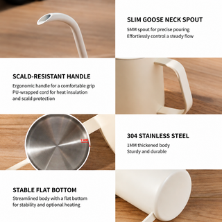 Hervidor Yozcoffee de cuello de cisne de 350/600 ml en acero inoxidable con boquilla de 5 mm — vista alternativa