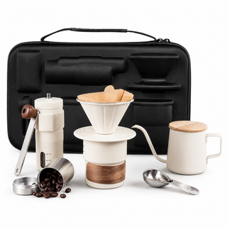 Set pour-over portátil Yozcoffee de 6 piezas con molinillo manual y estuche — imagen del producto