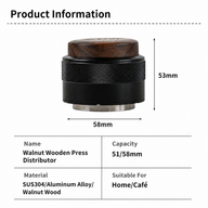 Yozcoffee Espresso Distribuidor Tamper 51/58mm Walnut Wood Puck Prep Black/Silver - miniatura 3
