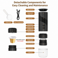 Yozcoffee Portable Espresso Maker 51mm 2-en-1 Terreno &amp; Cápsula Negro - miniatura 5