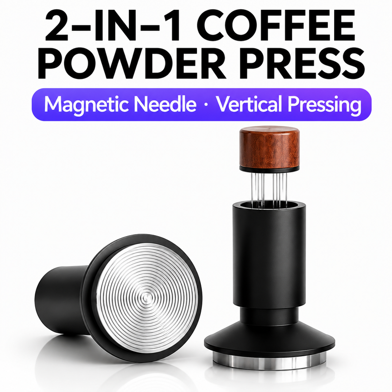 Yozcoffee Espresso Tamper WDT Distribuidor 53mm 2-en-1 de acero inoxidable negro - imagen del producto