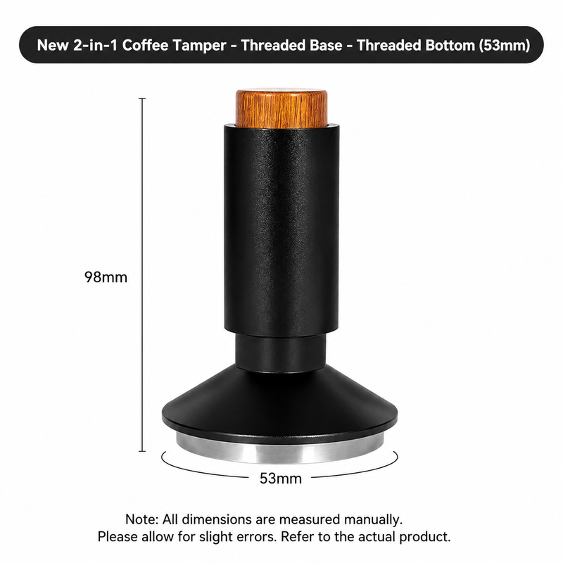 Yozcoffee Espresso Tamper WDT Distribuidor 53mm 2-en-1 de acero inoxidable negro - imagen del producto