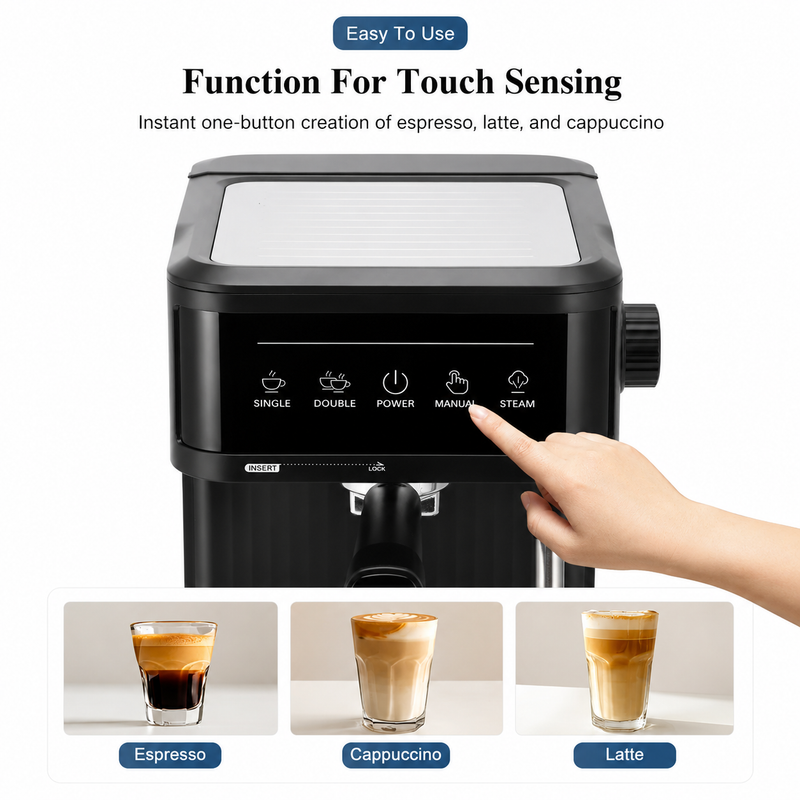 Cafetera espresso Yozcoffee de 20 bares con vaporizador y depósito de 1,8 l - imagen del producto