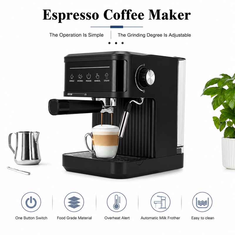 Cafetera espresso Yozcoffee de 20 bares con vaporizador y depósito de 1,8 l - imagen del producto