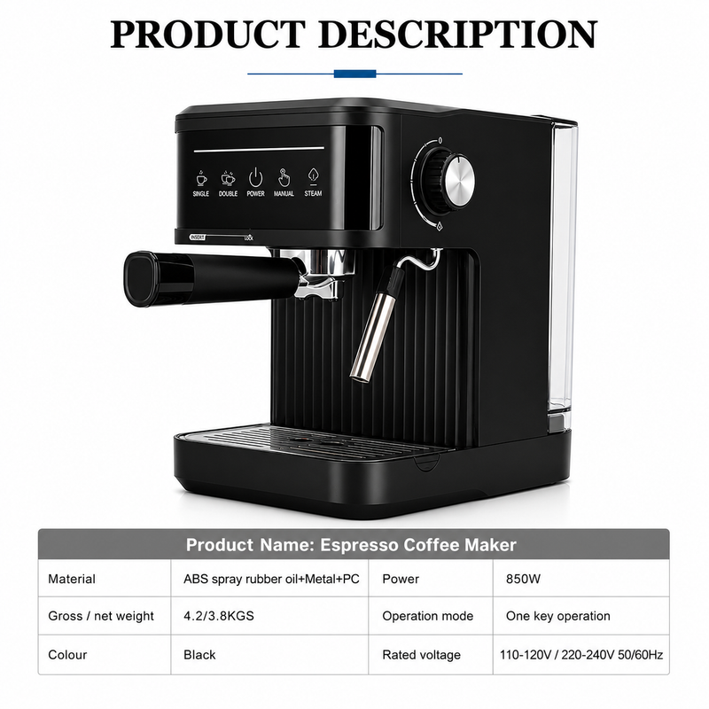 Cafetera espresso Yozcoffee de 20 bares con vaporizador y depósito de 1,8 l - imagen del producto