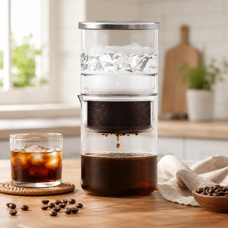 Cafetera Yozcoffee para cold brew por goteo de hielo, 300 ml, vidrio transparente - imagen del producto