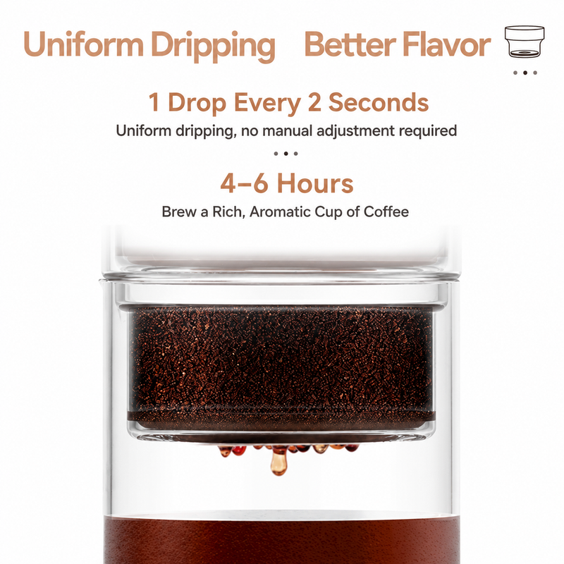 Cafetera Yozcoffee para cold brew por goteo de hielo, 300 ml, vidrio transparente - imagen del producto