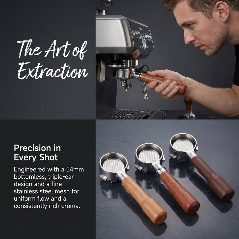 Yozcoffee Breville Inoxidable Portafilter 54mm Walnut Wood Handle for Breville 8 series - imagen del producto