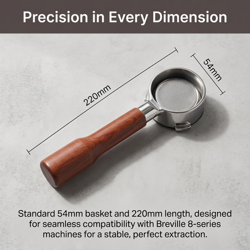 Yozcoffee Breville Inoxidable Portafilter 54mm Walnut Wood Handle for Breville 8 series - imagen del producto