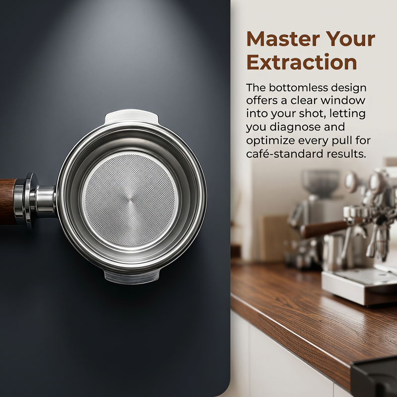 Yozcoffee E61 Portafilter 58mm Wood Handle Bottomless &amp; Spouted - imagen del producto