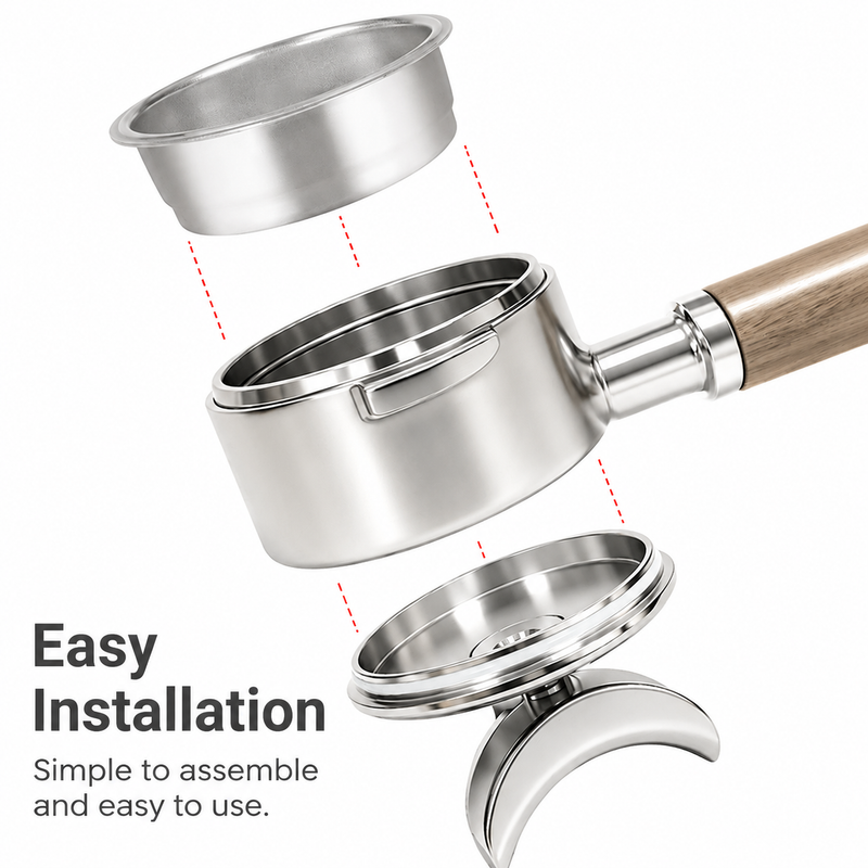 Yozcoffee E61 Portafilter 58mm Wood Handle Bottomless &amp; Spouted - imagen del producto