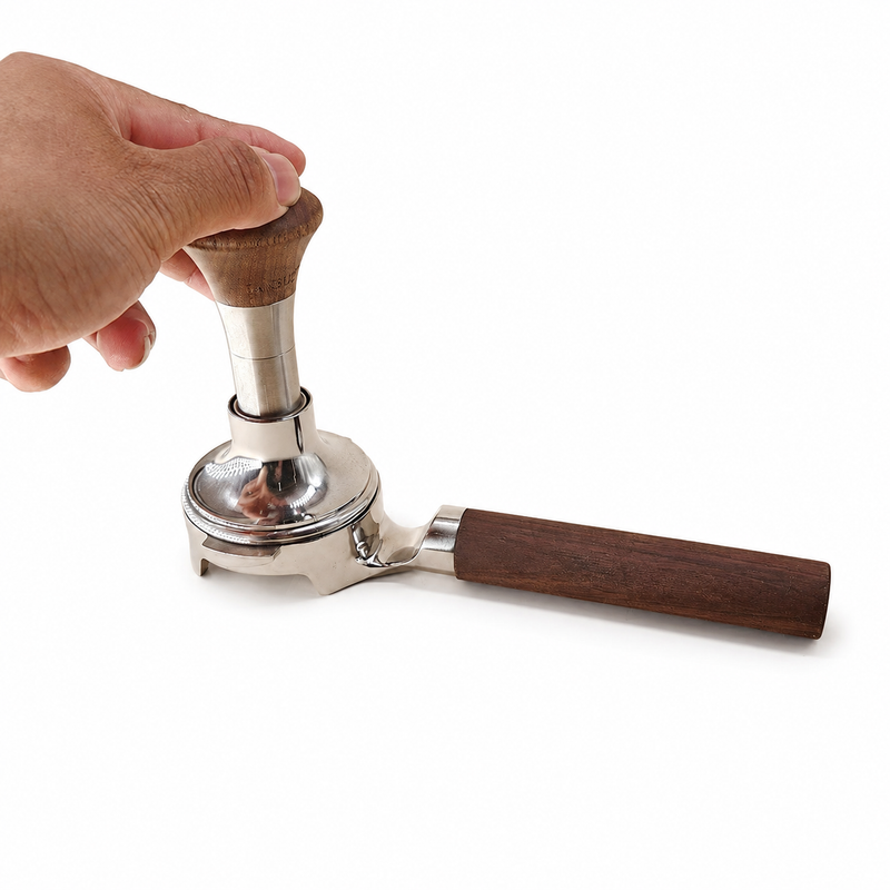 Yozcoffee E61 Inoxidable Portafilter 58mm Walnut Wood Handle Gold/Silver - imagen del producto