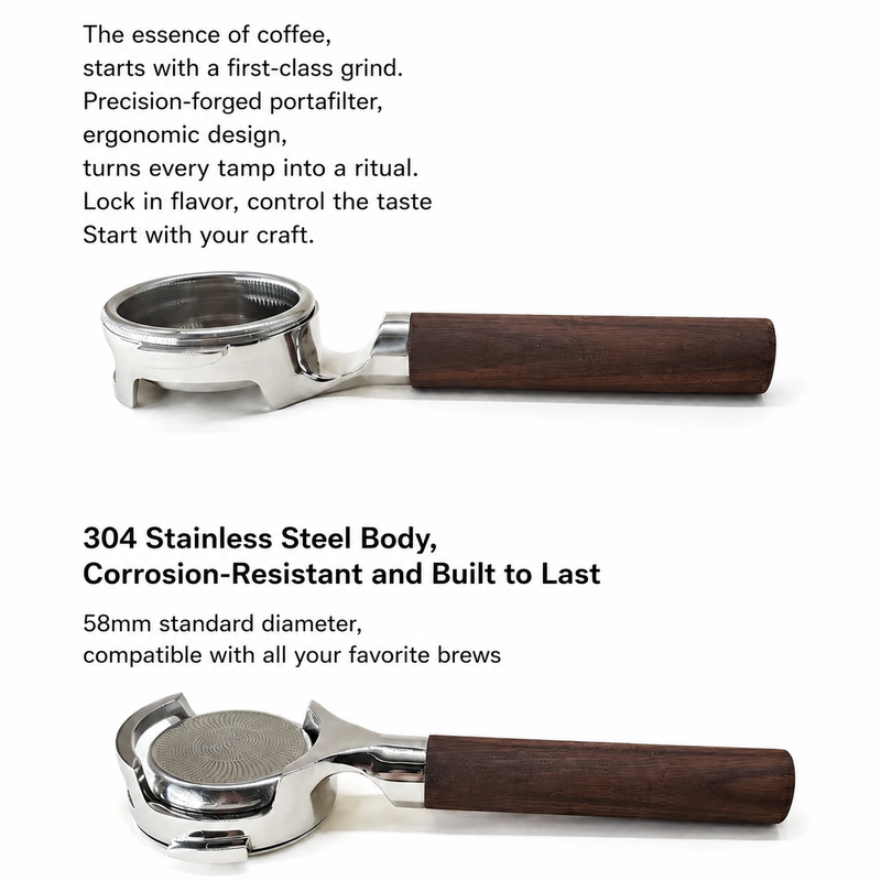 Yozcoffee E61 Inoxidable Portafilter 58mm Walnut Wood Handle Gold/Silver - imagen del producto