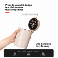 Yozcoffee Airtight Cafe Canister 600ml 304 de acero inoxidable Humidity Gauge Negro/Cream - miniatura 5