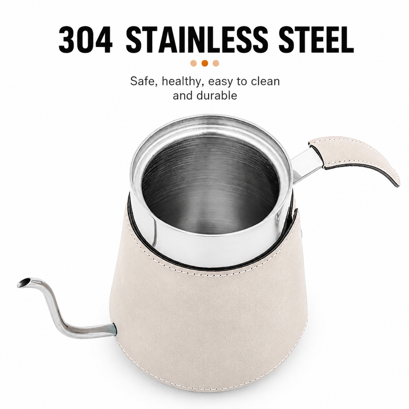 Yozcoffee Gooseneck Pour Over Kettle 600/700ml 304 de cuero de acero inoxidable - imagen del producto