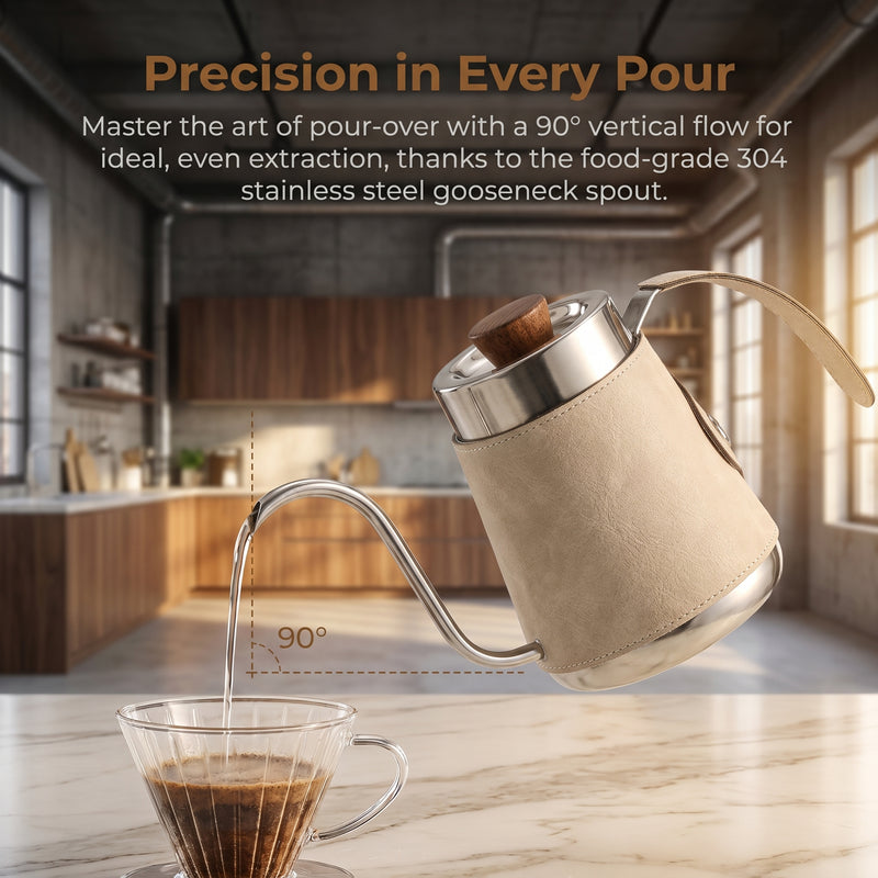 Yozcoffee Gooseneck Pour Over Kettle 600/700ml 304 de cuero de acero inoxidable - imagen del producto