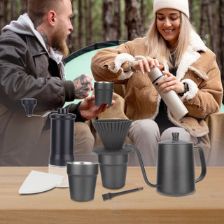 Yozcoffee Pour Over Coffee Set 9-Piece Burr Grinder Dripper Kit Negro — vista alternativa
