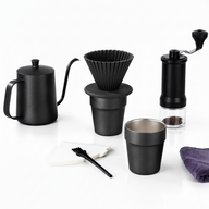 Yozcoffee Pour Over Coffee Set 9-Piece Burr Grinder Dripper Kit Negro - miniatura 4