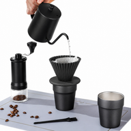 Yozcoffee Pour Over Coffee Set 9-Piece Burr Grinder Dripper Kit Negro - miniatura 5