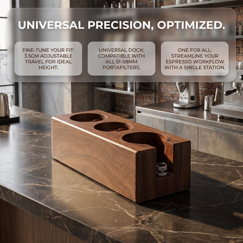 Soporte organizador Yozcoffee para prensador de espresso de 51-58 mm, ABS efecto madera - imagen del producto