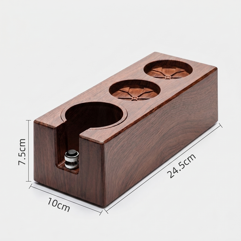 Soporte organizador Yozcoffee para prensador de espresso de 51-58 mm, ABS efecto madera - imagen del producto