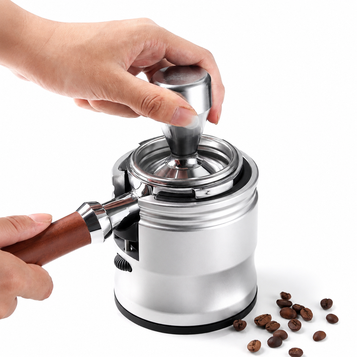 Yozcoffee Espresso Tamping Stand Aluminum Alloy Ajustable Portafilter Plata/Gray - imagen del producto