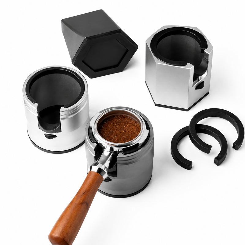 Yozcoffee Espresso Tamping Stand Aluminum Alloy Ajustable Portafilter Plata/Gray - imagen del producto