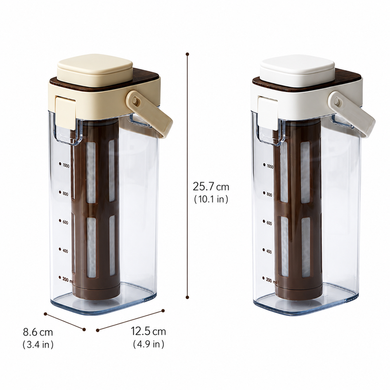 Jarra Yozcoffee para cold brew de 1000 ml con filtro sin BPA, albaricoque/blanco - imagen del producto