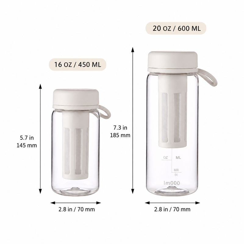 Botella infusora Yozcoffee para cold brew y té, vidrio, 450/600 ml - imagen del producto