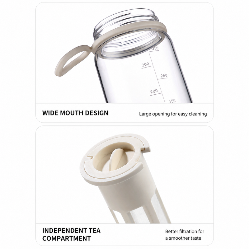 Botella infusora Yozcoffee para cold brew y té, vidrio, 450/600 ml - imagen del producto