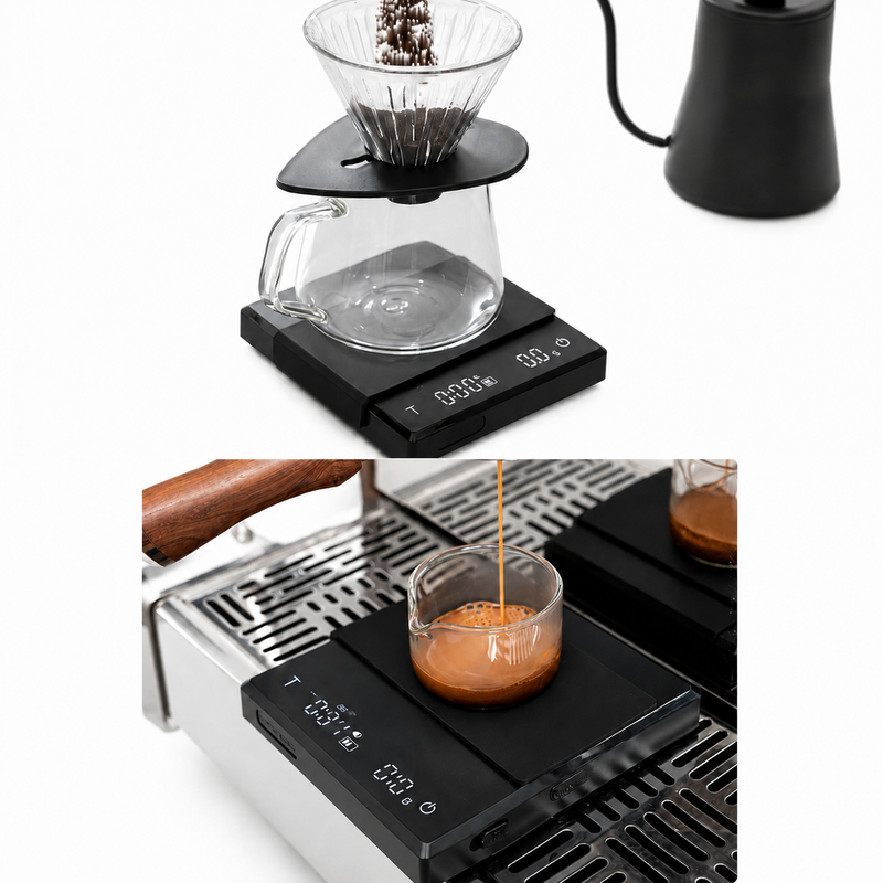 Escala de café Yozcoffee con Timer 2kg Digital Recargable Negro / Blanco - imagen del producto