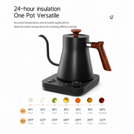 Yozcoffee Electric Gooseneck Kettle 0.9L 304 Control de temperatura de acero inoxidable negro / blanco - miniatura 3