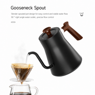 Yozcoffee Electric Gooseneck Kettle 0.9L 304 Control de temperatura de acero inoxidable negro / blanco - miniatura 4