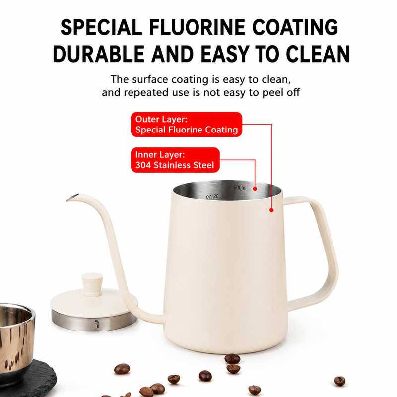 Hervidor Yozcoffee de cuello de cisne de 350/600 ml en acero inoxidable con boquilla de 5 mm - imagen del producto