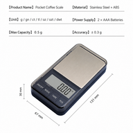 Yozcoffee Pocket Café Escala 500g 0.01g LCD retroiluminado compacto negro - miniatura 4