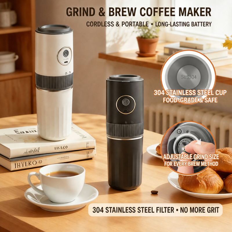 Molinillo de café eléctrico portátil Yozcoffee con cafetera - imagen del producto