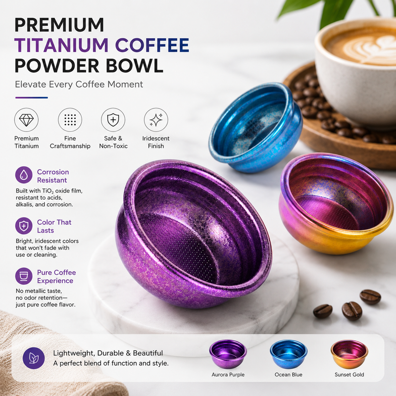 Yozcoffee Espresso Copa de Dosificación Pure Titanium Powder Bowl Iridescent - imagen del producto