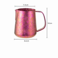 Jarra Yozcoffee para latte art de titanio puro, 420 ml, pico fino, azul/rosa/plata - miniatura 6