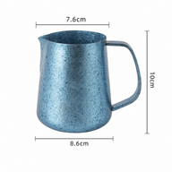 Jarra Yozcoffee para latte art de titanio puro, 420 ml, pico fino, azul/rosa/plata - miniatura 7