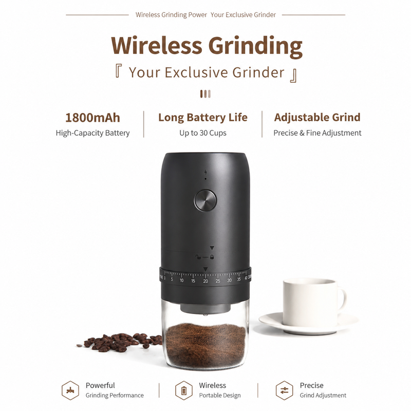Molinillo eléctrico recargable Yozcoffee con 40 ajustes y muelas cerámicas - imagen del producto