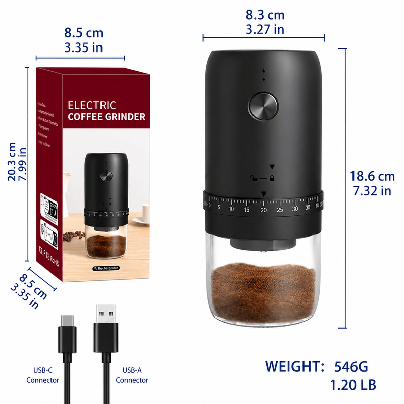 Molinillo eléctrico recargable Yozcoffee con 40 ajustes y muelas cerámicas - imagen del producto