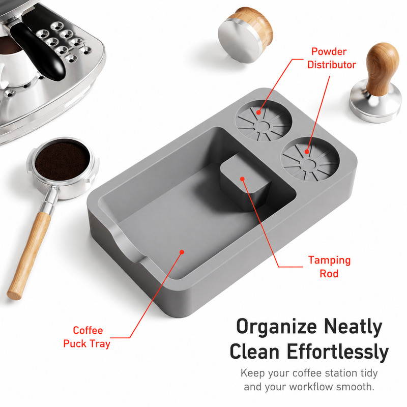 Yozcoffee Espresso Tamping Mat Silicone Tamper Stand Coffee Bar Negro/Gray - imagen del producto