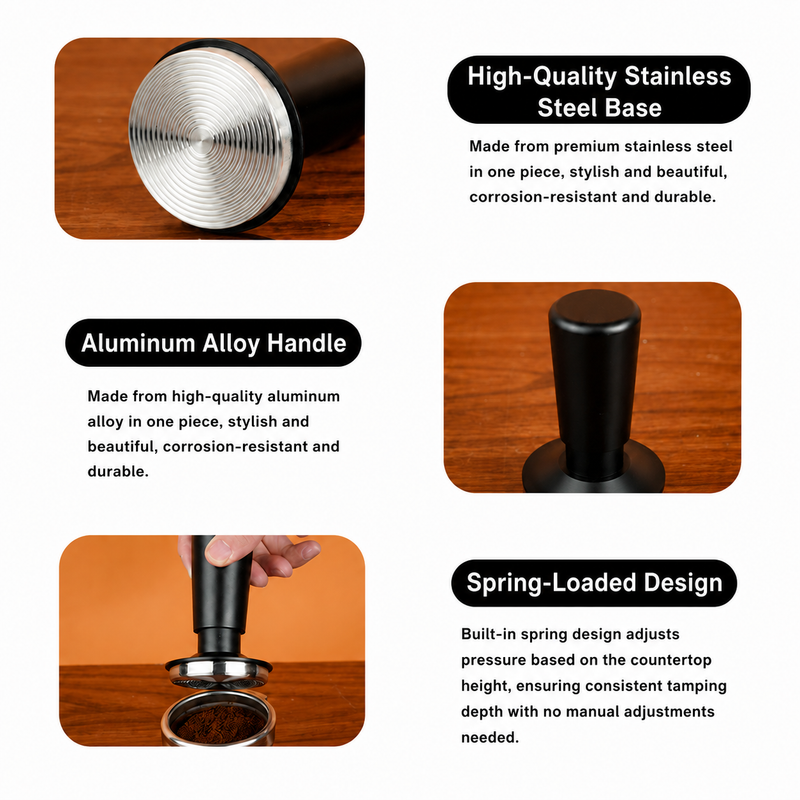 Yozcoffee Spring cargado Espresso Tamper 49/51/58mm Acero inoxidable - imagen del producto