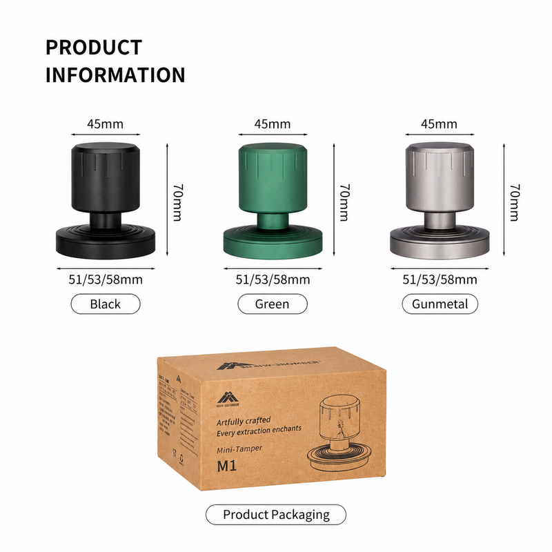 Espresso Tamper 51/53/58mm Soporte de acero inoxidable negro/plata / verde - imagen del producto