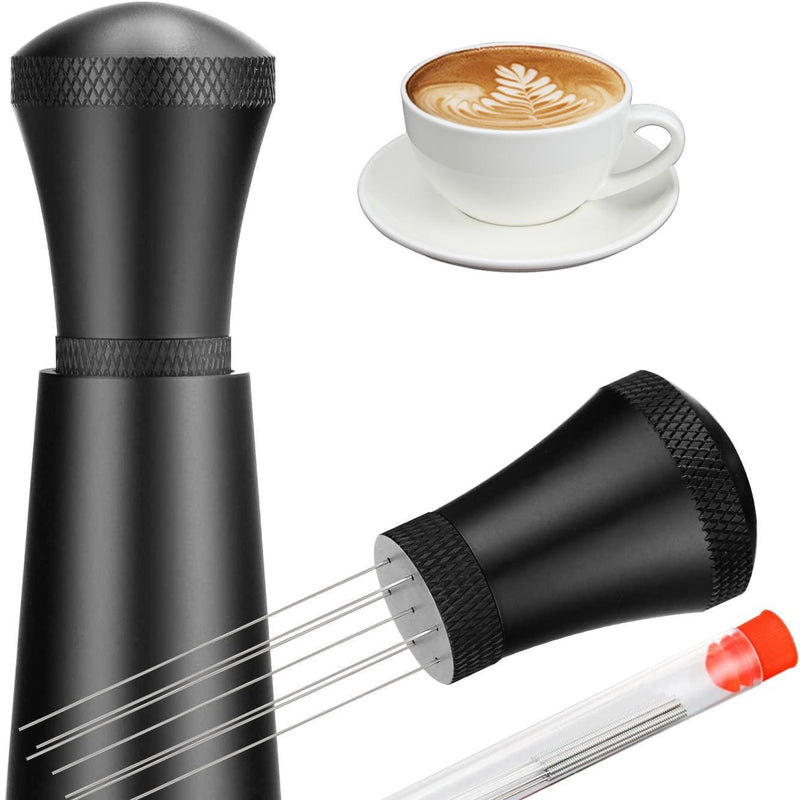 Herramienta de distribución WDT para espresso Yozcoffee con 7 agujas, aluminio, plata/negro - imagen del producto