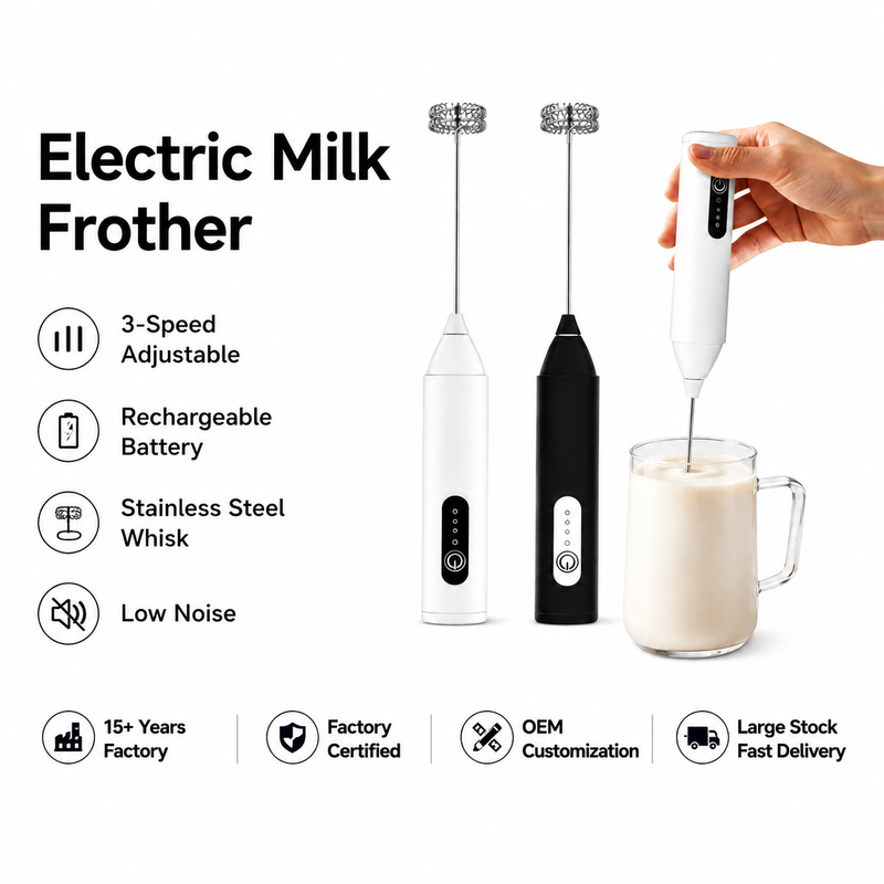 Yozcoffee Recargable de leche eléctrica Frother, 3-Speed Whisk - imagen del producto